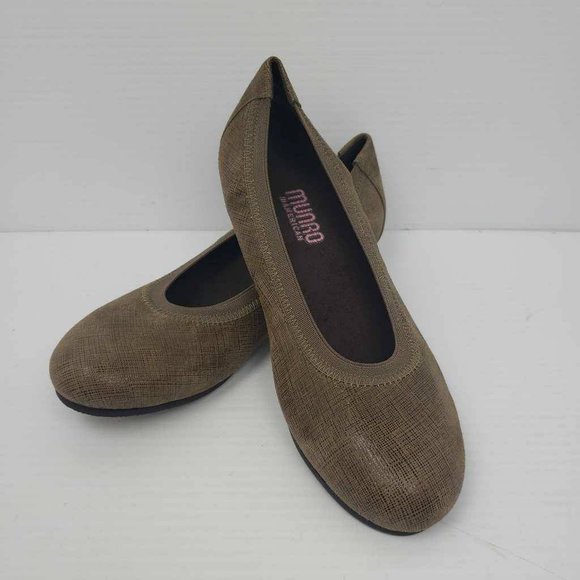 Munro American Womens Ashlie Ballet Flats Shoes Beige Leather Stretch 6.5 M New - Picture 2 of 15